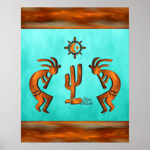 Affiche Kokopelli Et Cactus