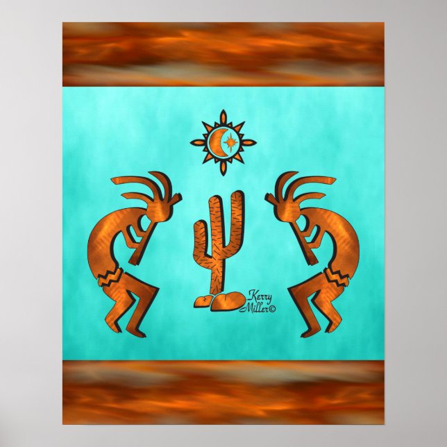 Affiche Kokopelli Et Cactus (Devant)