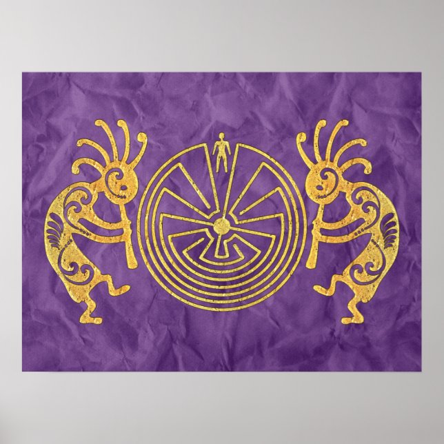 Affiche KOKOPELLI / L'HOMME DANS LE MAZE or + vos idées (Devant)