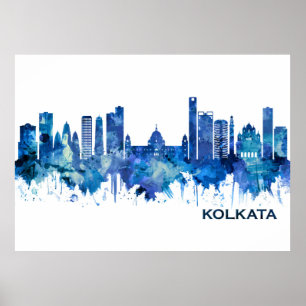 Affiche Kolkata West Bengale Skyline Blue