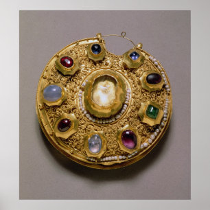 Affiche Kolt medallion, gold set with pearls and