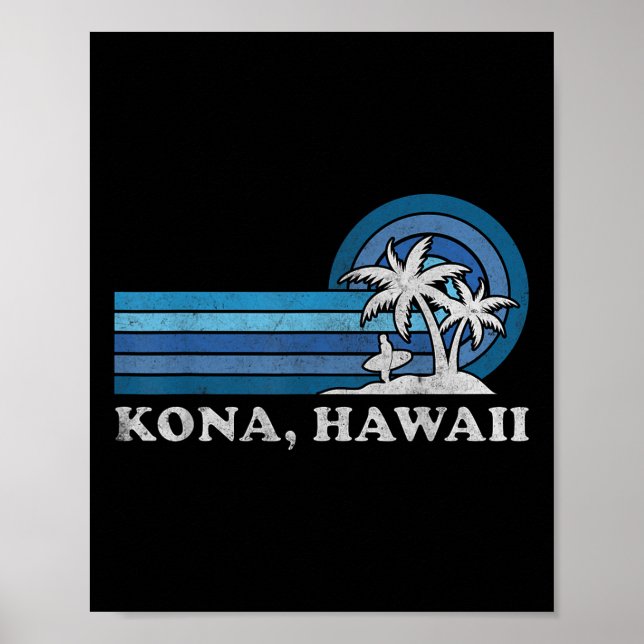 Affiche Kona Hawaii Beach Vintage Family Summer Vacation  (Devant)