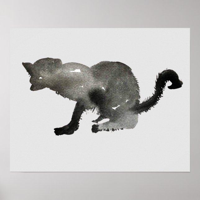 Affiche Kool noir aquarelle chaton (Devant)