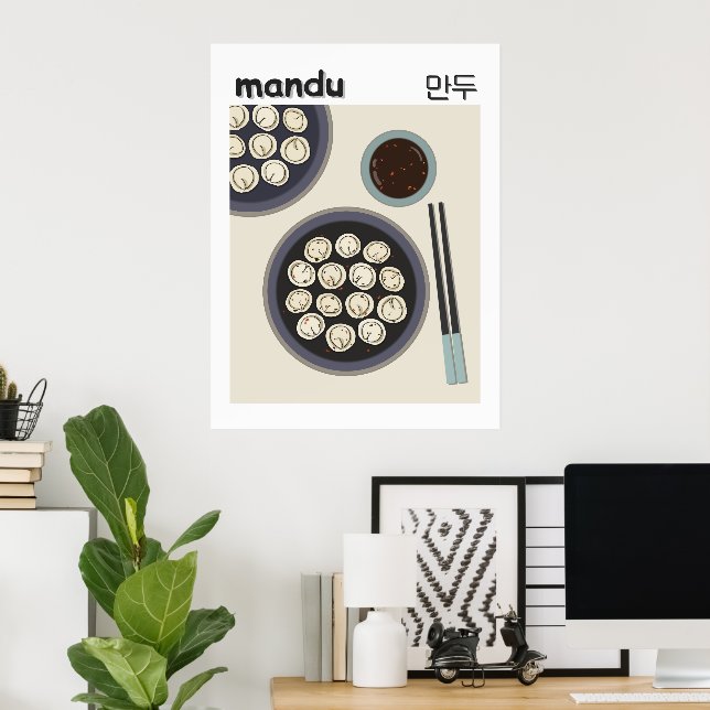 Affiche Korean Mandu Dumpling Modern New Year Food  (Bureau à domicile)