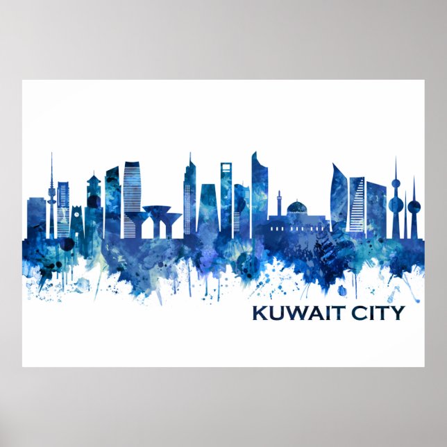 Affiche Koweït Ville Koweït Skyline Blue (Devant)