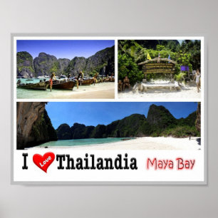 Affiche Krabi - Maya Bay - Thaïlande - I Love -