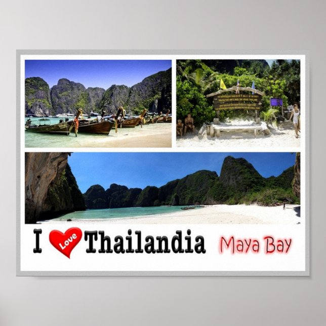 Affiche Krabi - Maya Bay - Thaïlande - I Love - (Devant)