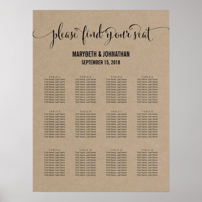 Affiche Kraft Rustic Modern Nous faisons Mariage Sein Grap (Devant)