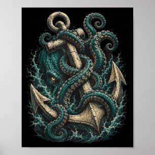 Affiche Kraken ancre monstre marin tentacules
