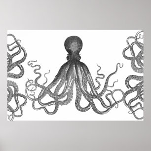 Affiche Kraken - poulpe géant noir/Cthulu