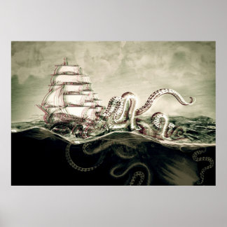 Affiche Kraken Sérigraphie