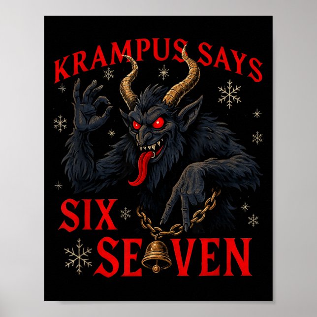 Affiche Krampus drôle dit six sept 6 7 Meme Noël Xm (Devant)