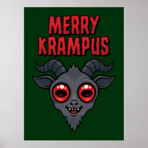 Affiche Krampus Mignon et Effrayant de Noël