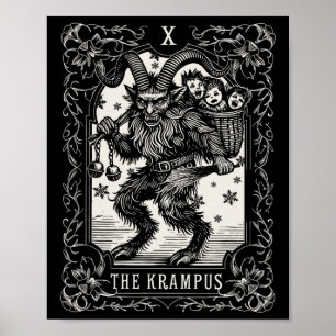 Affiche Krampus Tarot Card Design Noël Saison Evil Pa