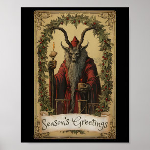 Affiche Krampus Tarot Card Design Noël Saison Evil Pa