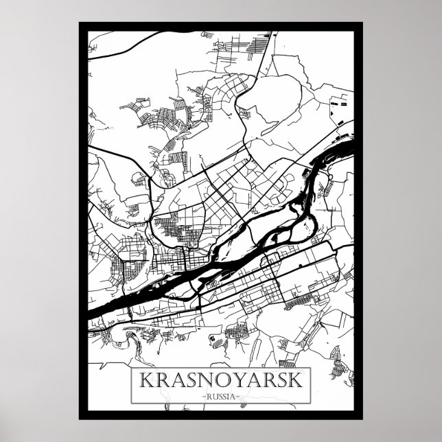 Affiche Krasnoyarsk Russia City Map (Devant)