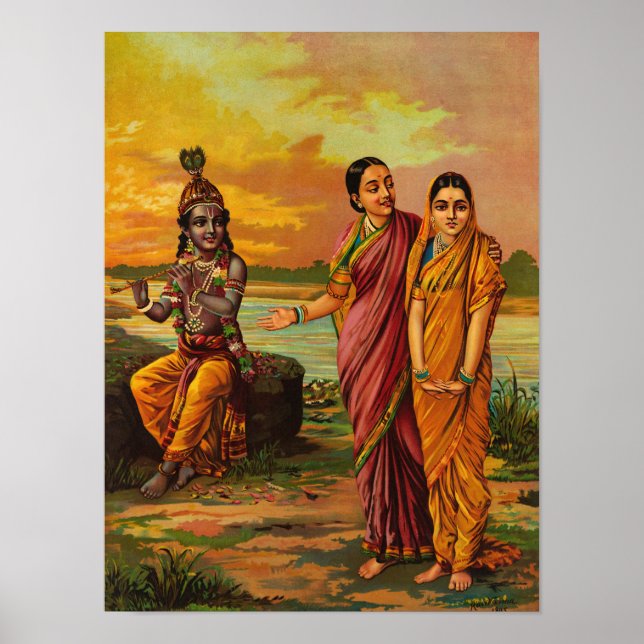 Affiche Krishna déclare son amour pour Radha par Raja Ravi (Devant)
