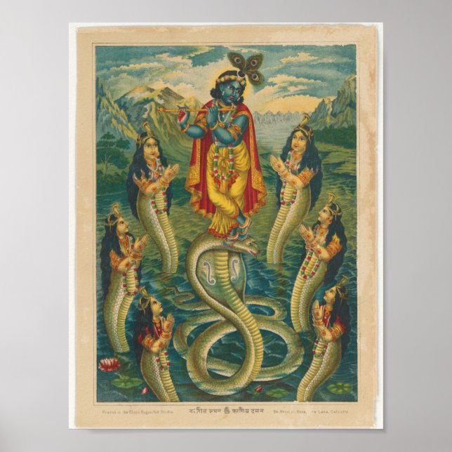 Affiche Krishna enfonçant Kaliya (Devant)