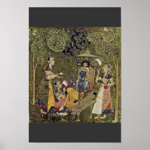 Affiche Krishna Et Les Filles Par Indischer Maler Um 1710