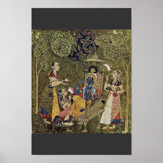 Affiche Krishna Et Les Filles Par Indischer Maler Um 1710  (Devant)