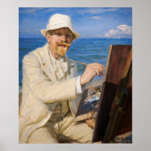 Affiche Kroyer - Autoportrait à la plage de Skagen