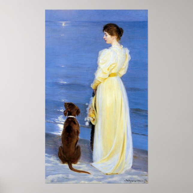 Affiche Kroyer - La femme et le chien de l'artiste sur le  (Devant)