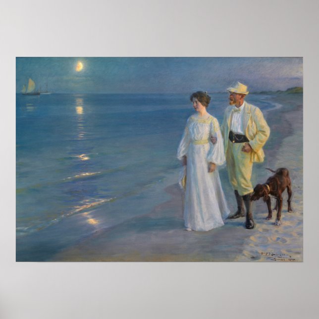 Affiche Kroyer - L'artiste et sa femme sur la plage (Devant)