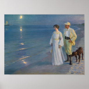 Affiche Kroyer - L'artiste et sa femme sur la plage
