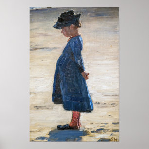 Affiche Kroyer - Petite fille debout sur la plage de Skage