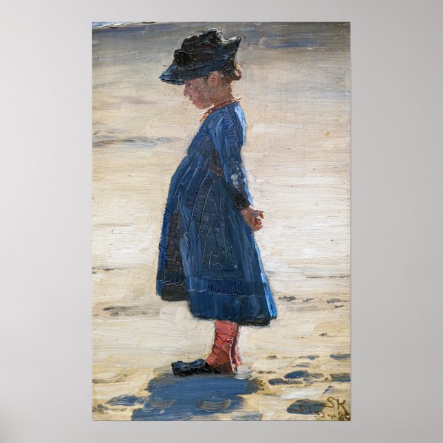 Affiche Kroyer - Petite fille debout sur Skagen Beach (Devant)