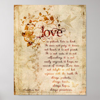 Affiche KRW Love est Patient Corinthians Bible Citation Po