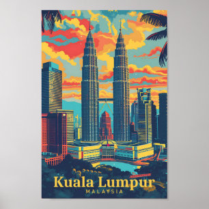 Affiche Kuala Lumpur Malaisie Art Vintage Voyage