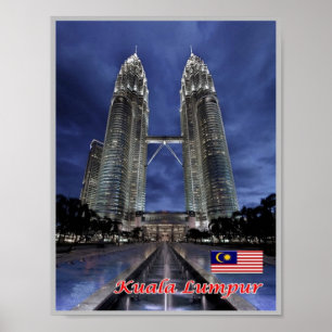 Affiche Kuala Lumpur - Malaisie - Tours jumelles Petronas