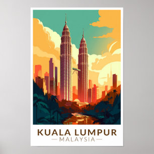 Affiche Kuala Lumpur Malaisie Voyage Art Vintage