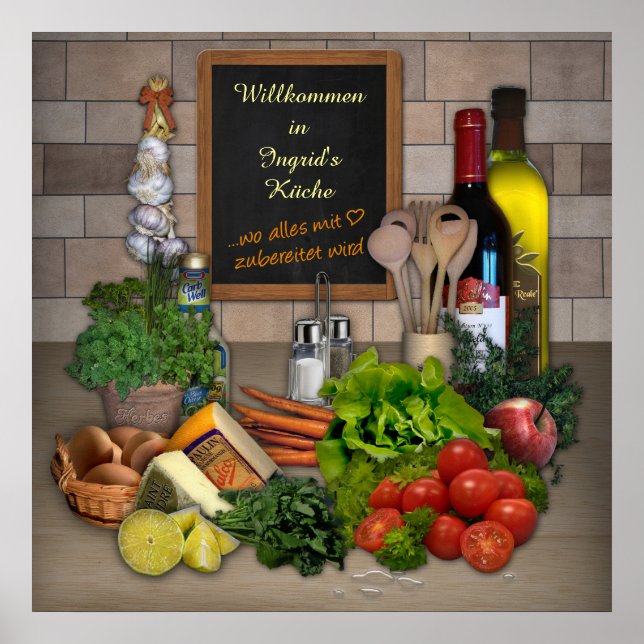 Affiche Küchenposter mit Deinem Namen (Devant)