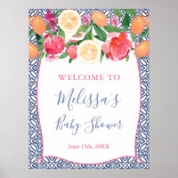Kumquat Citrus Peonies, Spanish Tiles Welcome