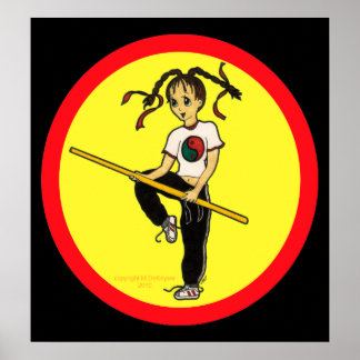 Affiche Kung-Fu Arts Martiaux Karate Manga Girl