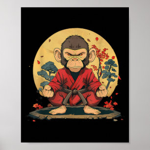 Affiche Kung Fu Singe Nature Taekwondo Judo Mma Arts Marti
