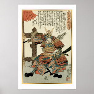 Affiche Kuniyoshi Vintage japonais Samurai Imagawa Yoshimo