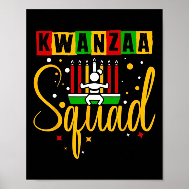 Affiche Kwanza Squad Famille Noël Afro-américain Joyeux (Devant)