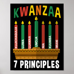 Affiche Kwanzaa 7 Principes Bougies Kinara Pan Africains P