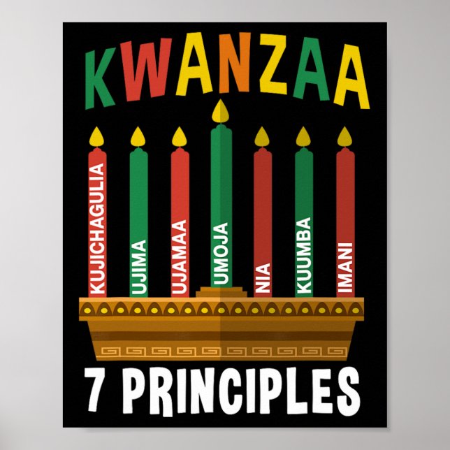 Affiche Kwanzaa 7 Principes Bougies Kinara Pan Africains P (Devant)