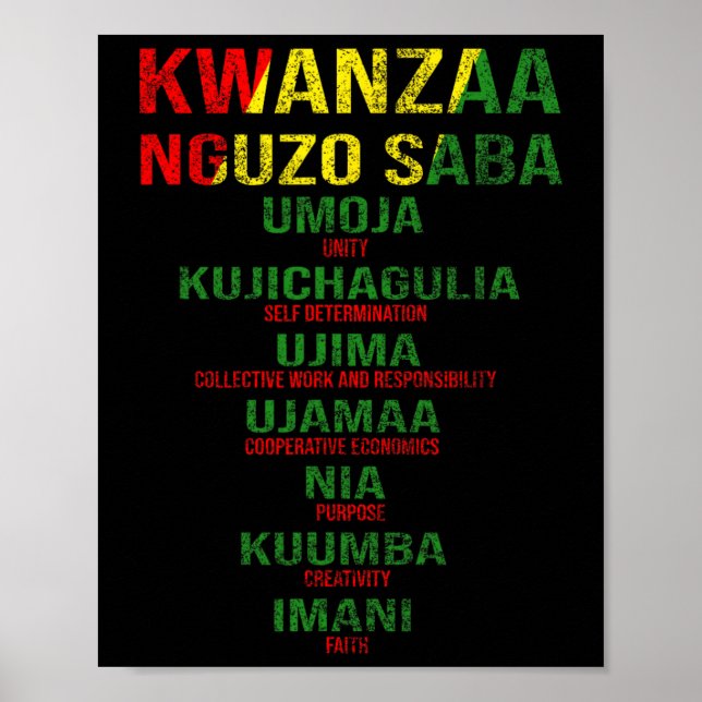 Affiche Kwanzaa - Nguzo Saba Les sept principes La détress (Devant)