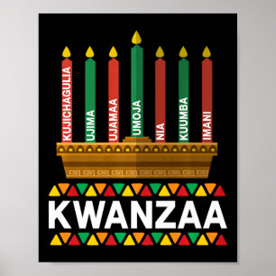 Affiche Kwanzaa Principes Kwanzaa Bougies Kinara Pan Afri