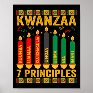 Affiche Kwanzaa Sept Principes Bougies Hommes Femmes Kwanz
