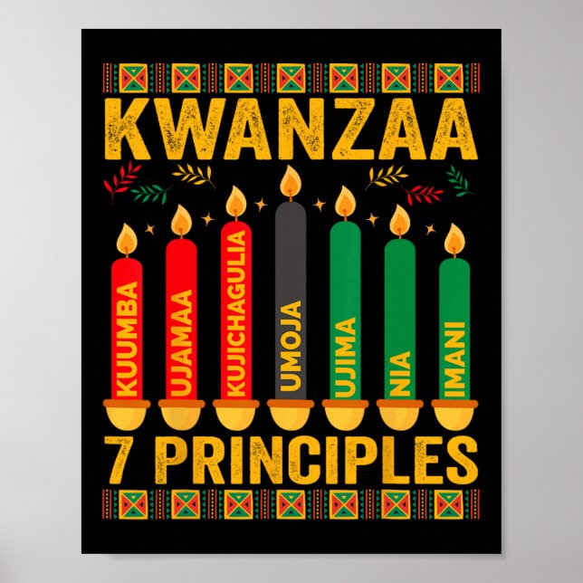 Affiche Kwanzaa Sept Principes Bougies Hommes Femmes Kwanz (Devant)