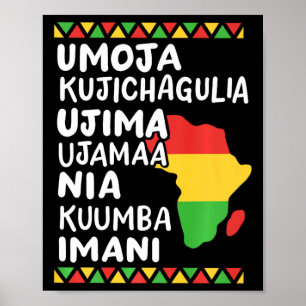 Affiche Kwanzaa Sept Principes Carte Africaine Black Pride
