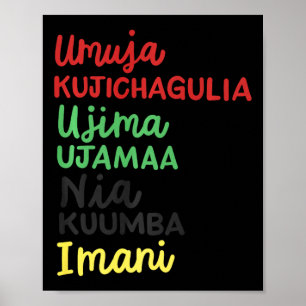 Affiche Kwanzaa Sept Principes Noire Africaine-Américaine