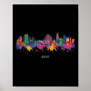 Affiche Kyiv Ukraine Aquarelle Souvenir Ligne du Ciel