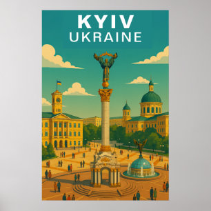 Affiche Kyiv Ukraine Grande Place Centrale Voyage